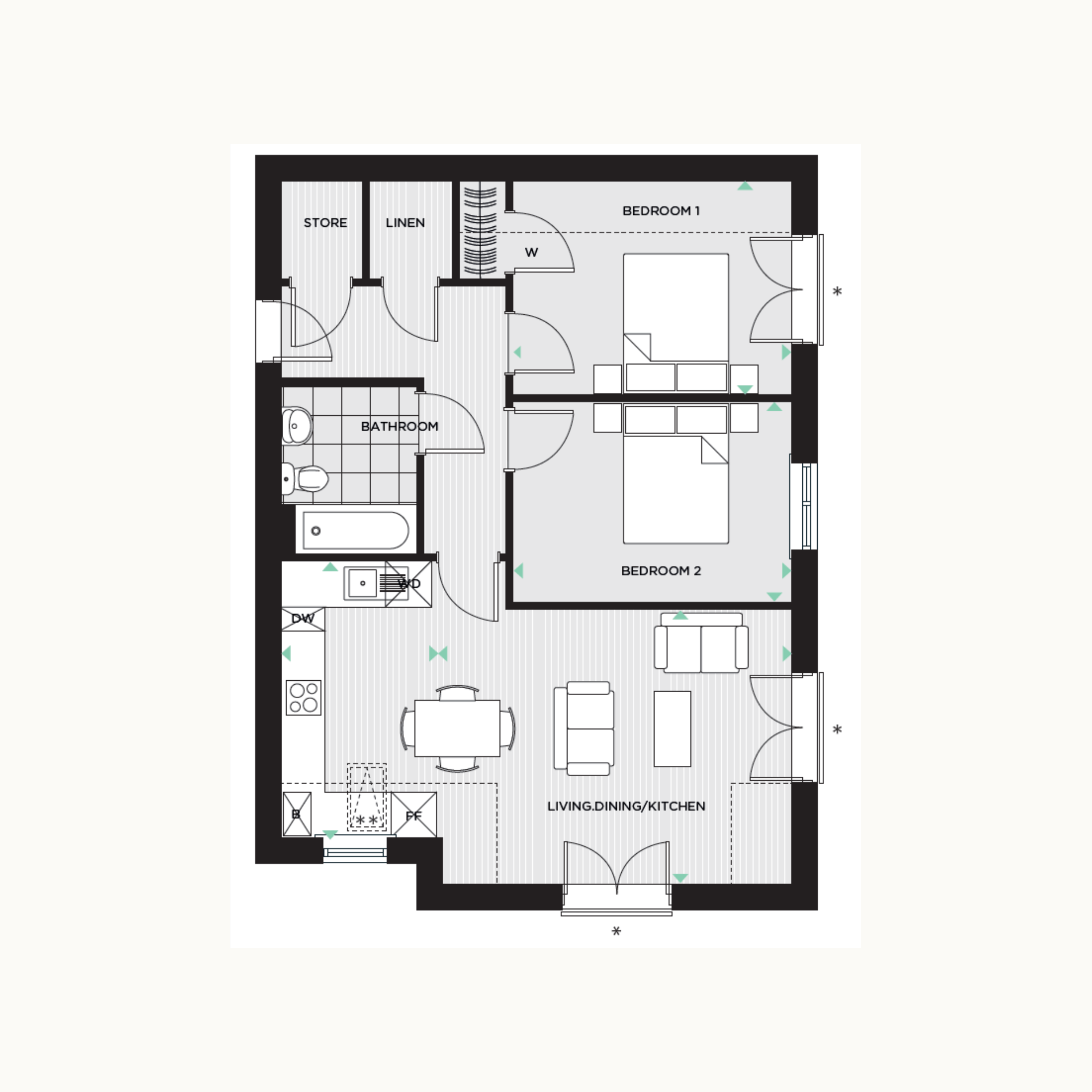 Floorplan for Plot 155 at Waters Edge, Second